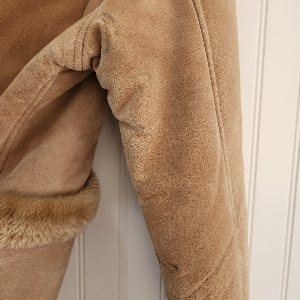 CHILL ZONE Vintage 100% Leather Penny Lane Faux Fur Lined Coat size Large - Picture 10 of 10